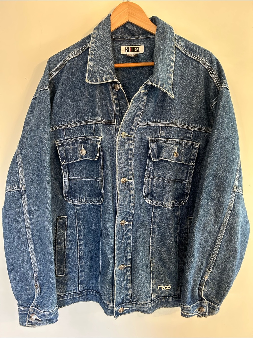 REQUEST Vintage Men’s Y2K Blue Denim Chore Coat Jean Jacket Large